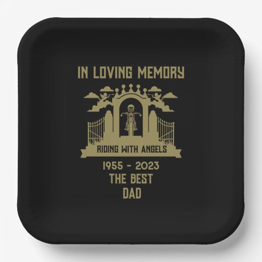 In Memory Motorradfahrer-Beerdigung Pappteller (Vorderseite)