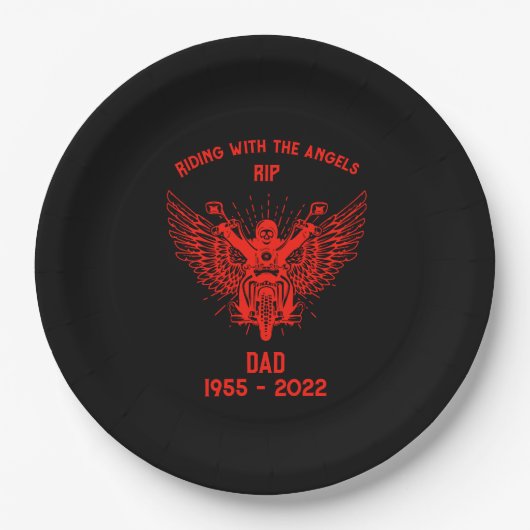 In Memory Motorradfahrer Beerdigung Pappteller (Vorderseite)