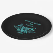 In Memory Motorradfahrer-Beerdigung Pappteller (Schrägansicht)