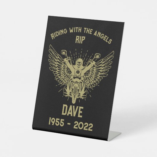 In Memory Motorradfahrer Beerdigung Sockelschild (Vorderseite)