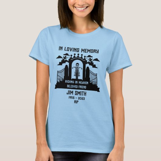 In Memory Motorradfahrer-Beerdigung T-Shirt (Vorderseite)