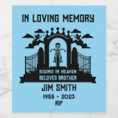 In Memory Motorradfahrer-Beerdigung Weinetikett (Einzelnes Label)