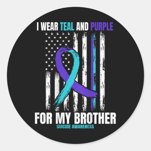 In Memory Of Brother Suicide Awareness Flag Graphi Runder Aufkleber (Vorderseite)