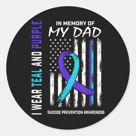 In Memory Of Dad Suicide Prevention Awareness Amer Runder Aufkleber (Vorderseite)
