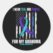 In Memory Of My Grandma Suicide Awareness Flag Bac Runder Aufkleber (Vorderseite)