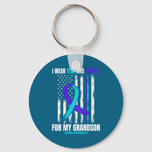 In Memory Of My Grandson Suicide Awareness Flag Ba Schlüsselanhänger (Vorderseite)