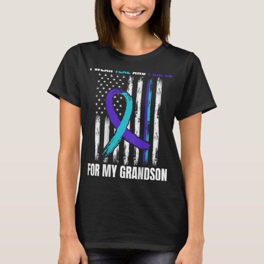 In Memory Of My Grandson Suicide Awareness Flag Ba T-Shirt (Vorderseite)