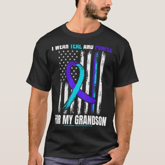In Memory Of My Grandson Suicide Awareness Flag Ba T-Shirt (Vorderseite)