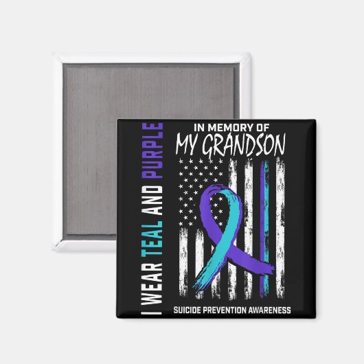 In Memory Of My Grandson Suicide Awareness Prevent Magnet (Vorderseite/Rückseite)
