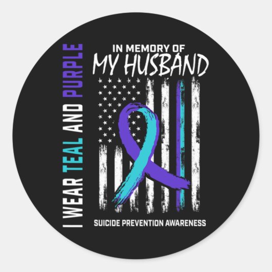 In Memory Of My Husbynd Suicide Awareness Preventi Runder Aufkleber (Vorderseite)
