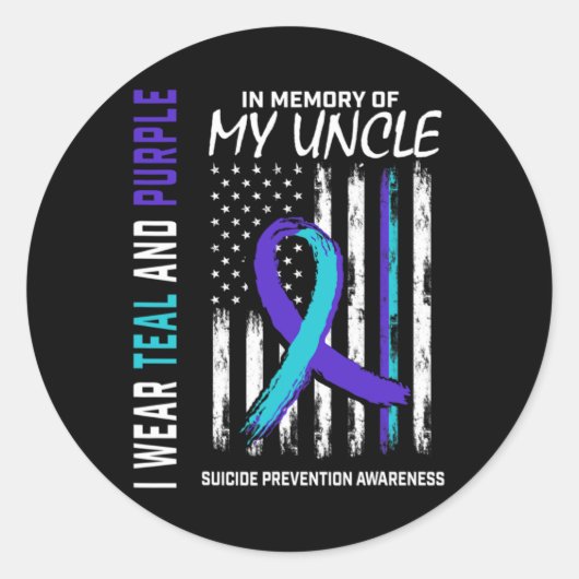 In Memory Of My Uncle Suicide Awareness Prevention Runder Aufkleber (Vorderseite)