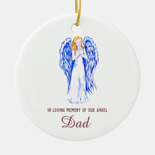 In Memory of Our Angel Dad Personalized Dated Keramik Ornament (Vorne)
