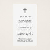 In Memory Photo Funeral Memorial Prayer Cards (Rückseite)