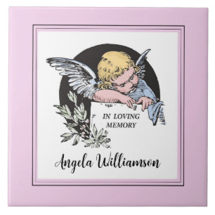 In Memory Vintage Engel Rosa Gedenken Fliese