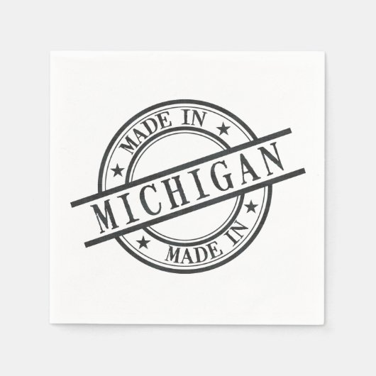 In Michigan Black Rubber Briefmarke Logo Serviette (Vorderseite)