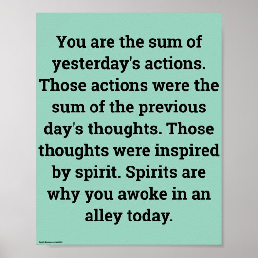 "In moderation", funny, humor, joke Poster (Vorne)