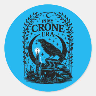 In My Crone Era Witchy Raven Goth Witch Design Runder Aufkleber
