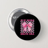 In My Double Digits Era Coquette Bow 10th Birthday Button (Vorne & Hinten)