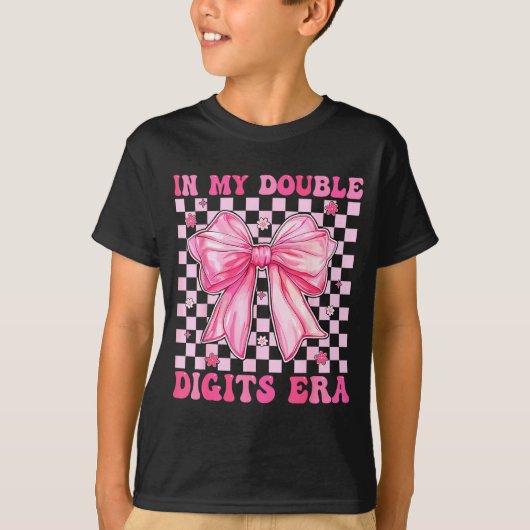 In My Double Digits Era Coquette Bow 10th Birthday T-Shirt (Vorderseite)