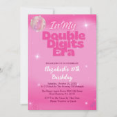 In My Double Digits Era Pink 10th Birthday Einladung (Vorderseite)