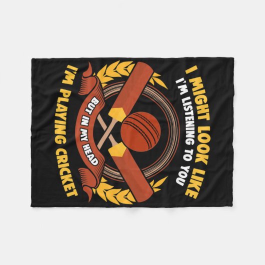 In My Head I'm Playing Cricket  Fleecedecke (Vorderseite (Horizontal))