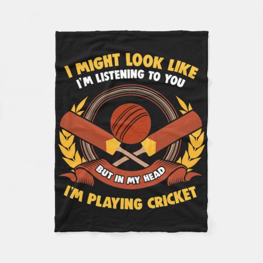 In My Head I'm Playing Cricket Fleecedecke (Vorderseite)