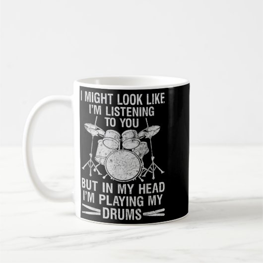 In My Head I'm Playing My Drums Drumming Lover Dru Kaffeetasse (Links)