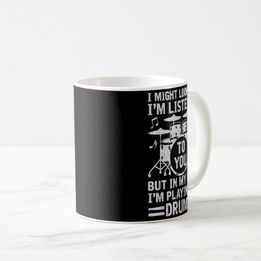 In My Head I'm Playing My Drums Funny Drummer Drum Kaffeetasse (VorderseiteRechts)