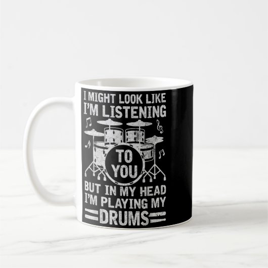 In My Head I'm Playing My Drums Funny Drummer Drum Kaffeetasse (Links)