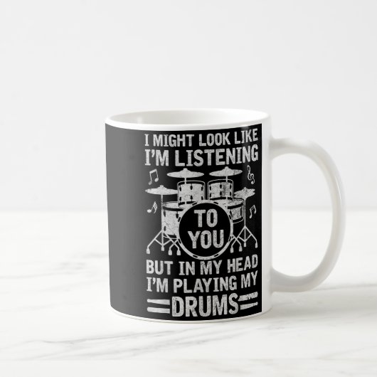 In My Head I'm Playing My Drums Funny Drummer Drum Kaffeetasse (Rechts)