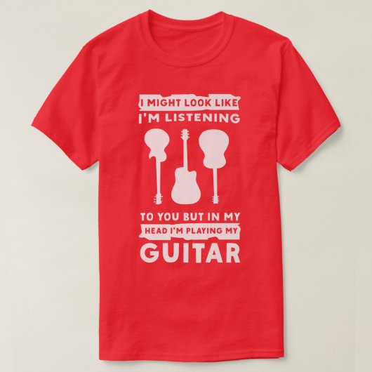 In My Head Im Playing My Guitar Musician Bass Guit T-Shirt (Design vorne)