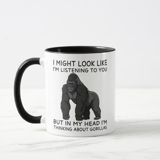 In My Head I'm Thinking About Gorillas Funny Tasse (Links)
