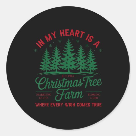 In My Heart Is A Christmas Tree Farm Fresh Christm Runder Aufkleber (Vorderseite)