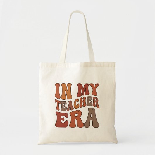 In My Teacher Era Retro Wavy Typography Tragetasche (Vorne)