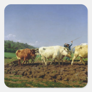 In Nivernais pflügen, 1849 Quadratischer Aufkleber