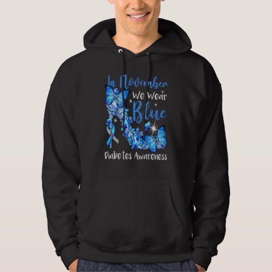 In November We Wear Blue Butterflies Diabetes Awar Hoodie (Vorderseite)