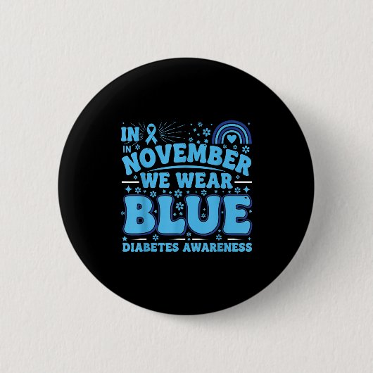 In November We Wear Blue Diabetes Awareness Ribbon Button (Vorderseite)