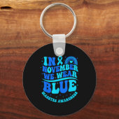 In November We Wear Blue Diabetes Awareness Ribbon Schlüsselanhänger (Vorderseite)