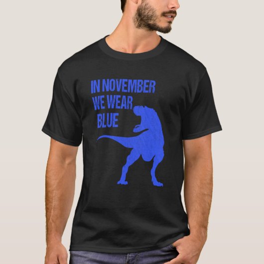 In November We Wear Blue Rex Dinosaur Diabetes Awa T-Shirt (Vorderseite)