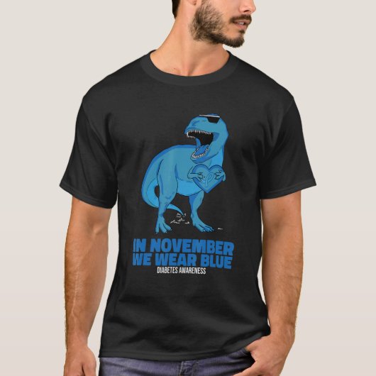 In November We Wear Blue Rex Dinosaurs Diabetes Aw T-Shirt (Vorderseite)