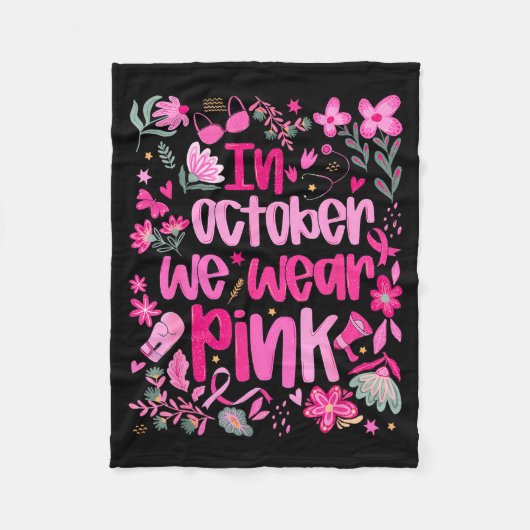 In October We Wear Nk Boho Floral Breast Cancer Aw Fleecedecke (Vorderseite)