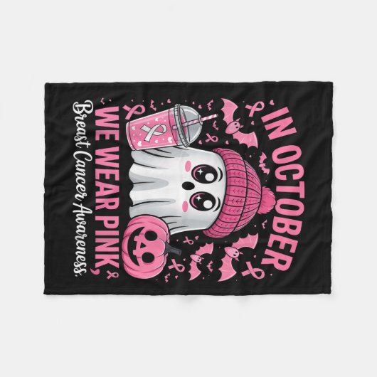 In October We Wear Nk Breast Cancer Awareness Hall Fleecedecke (Vorderseite (Horizontal))