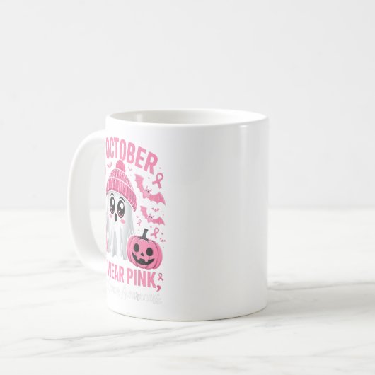 In October We Wear Nk Breast Cancer Awareness Hall Kaffeetasse (Vorderseite Links)