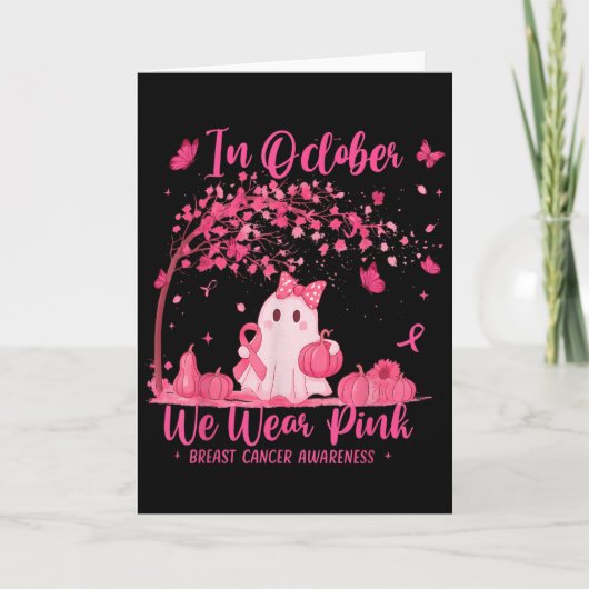 In October We Wear Nk Breast Cancer Awareness Hall Karte (Vorderseite)
