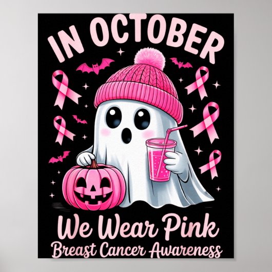 In October We Wear Nk Breast Cancer Awareness Hall Poster (Vorne)