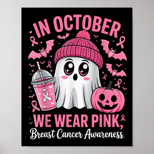 In October We Wear Nk Breast Cancer Awareness Hall Poster (Vorne)