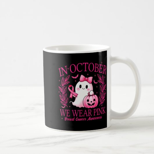In October We Wear Nk Breast Cancer Awareness Kaffeetasse (Rechts)