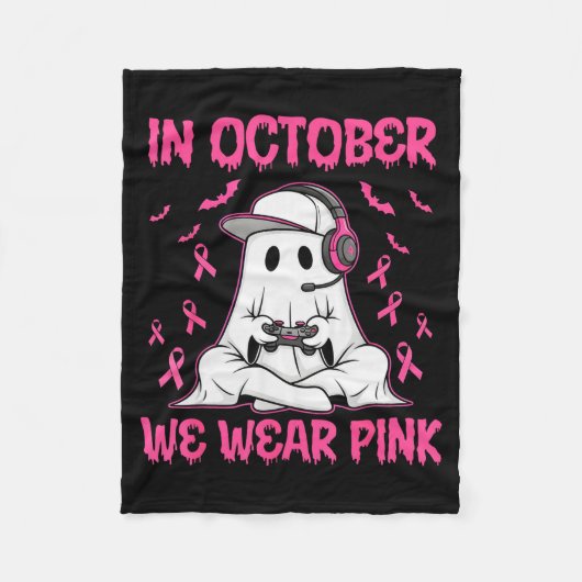 In October We Wear Nk Breast Cancer Gaming Ghost Y Fleecedecke (Vorderseite)