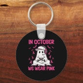 In October We Wear Nk Breast Cancer Gaming Ghost Y Schlüsselanhänger (Vorderseite)