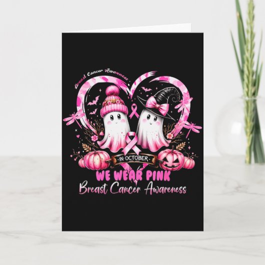 In October We Wear Nk Breast Cancer Heart Dragonfl Karte (Vorderseite)